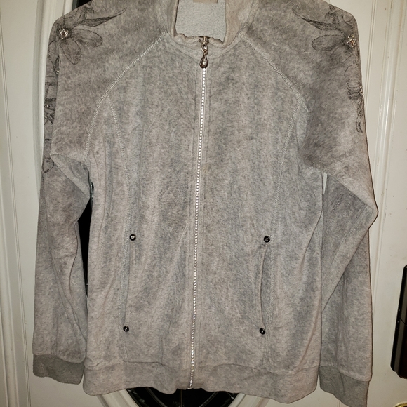 EUC Unbranded Velour Crystal Floral Jacket - Picture 2 of 8